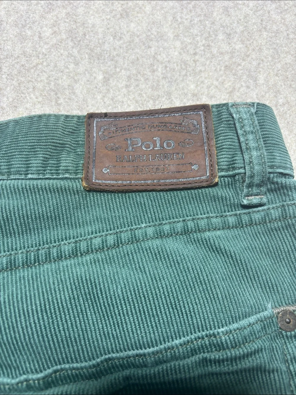 VTG Polo Ralph Lauren Pants Mens 32x32 Green Preston Corduroy Preppy (6)